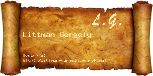 Littman Gergely névjegykártya